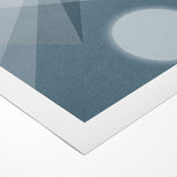 Abstract Geometric Art with Moon and Triangles on Canvas