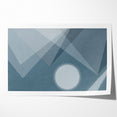 Abstract Geometric Art with Moon and Triangles on Canvas