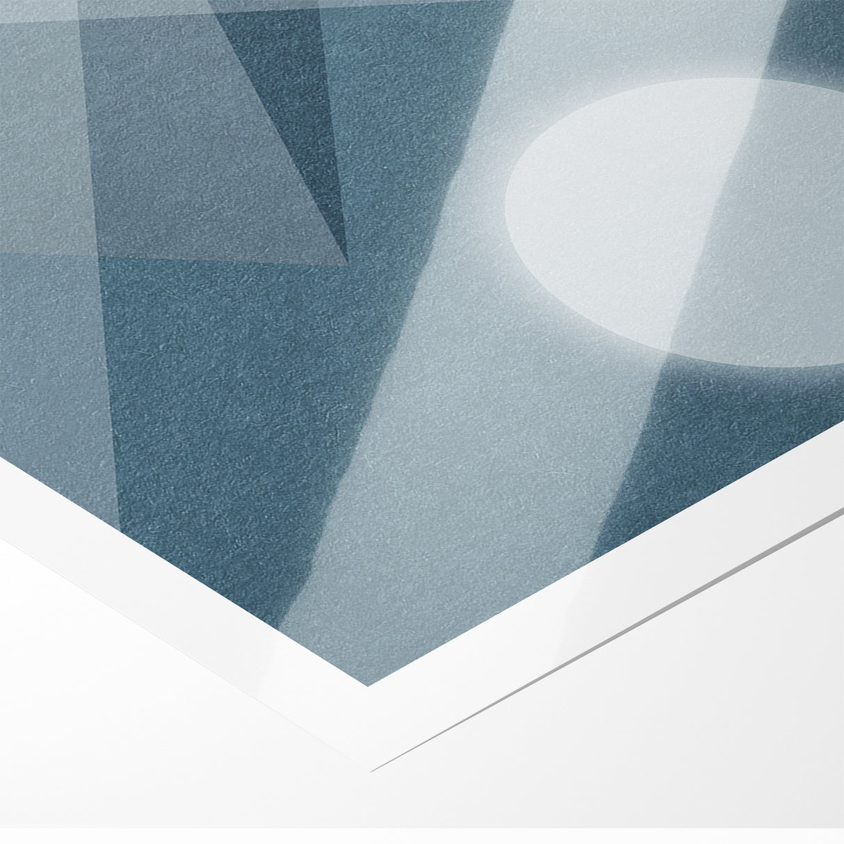 Abstract Geometric Art with Moon and Triangles on Canvas