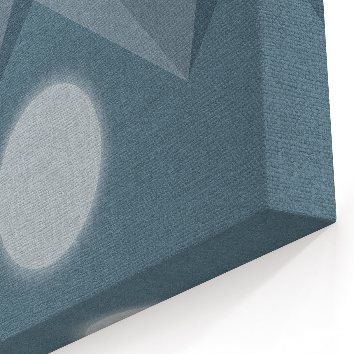 Abstract Geometric Art with Moon and Triangles on Canvas