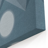 Abstract Geometric Art with Moon and Triangles on Canvas