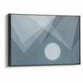 Abstract Geometric Art with Moon and Triangles on Canvas