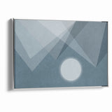 Abstract Geometric Art with Moon and Triangles on Canvas