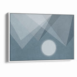 Abstract Geometric Art with Moon and Triangles on Canvas