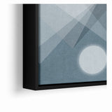 Abstract Geometric Art with Moon and Triangles on Canvas