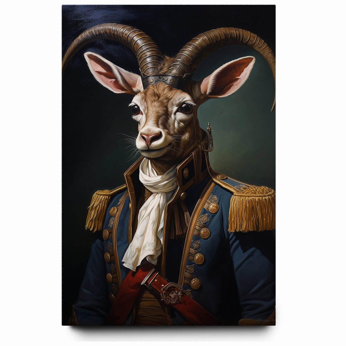 Regal Antelope in Military Attire - Unique Anthropomorphic Wall Art