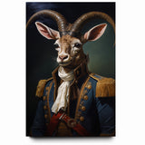 Regal Antelope in Military Attire - Unique Anthropomorphic Wall Art