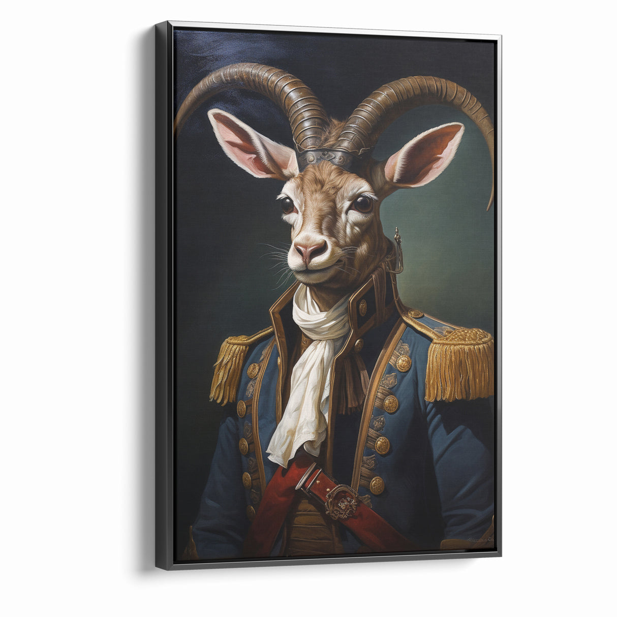 Regal Antelope in Military Attire - Unique Anthropomorphic Wall Art