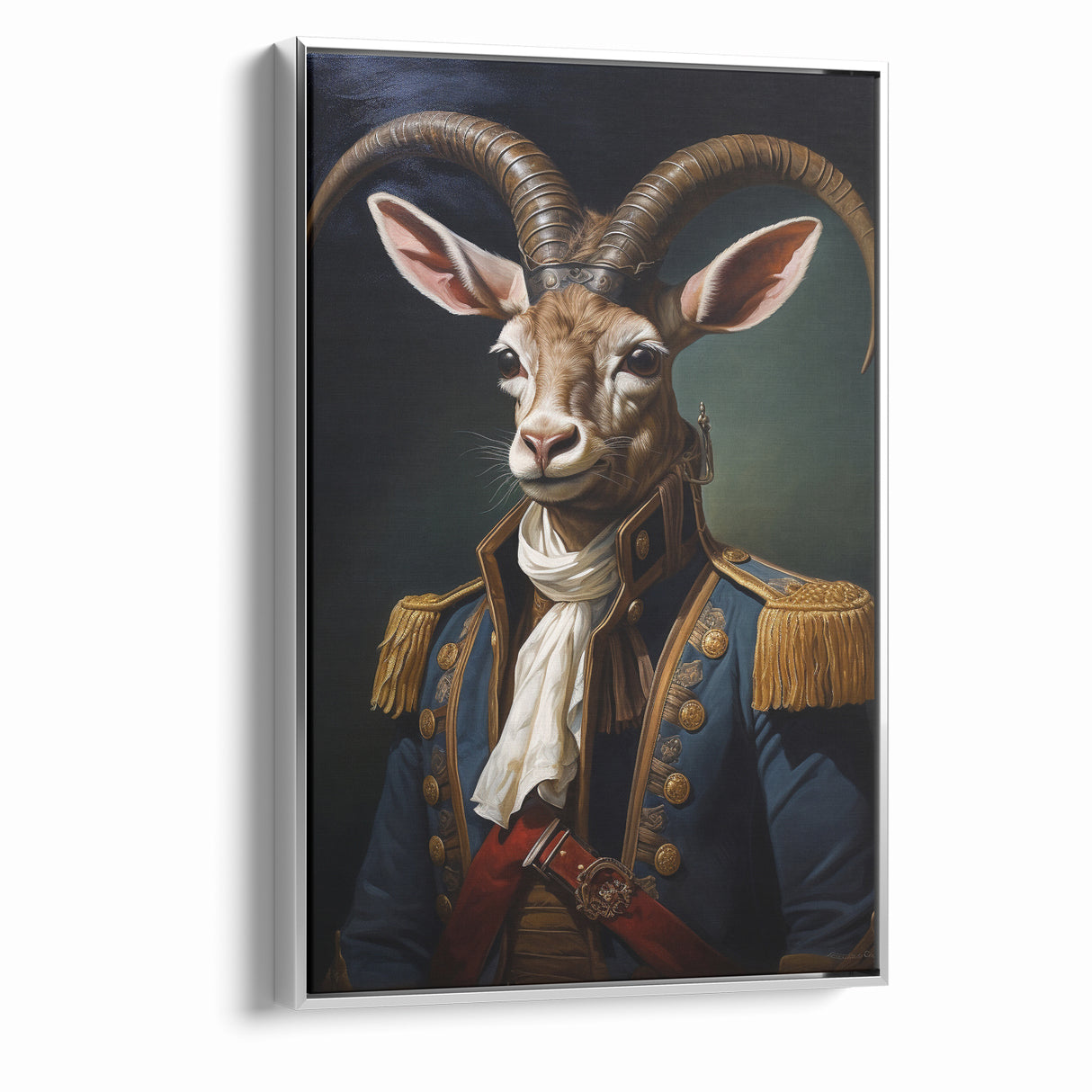 Regal Antelope in Military Attire - Unique Anthropomorphic Wall Art