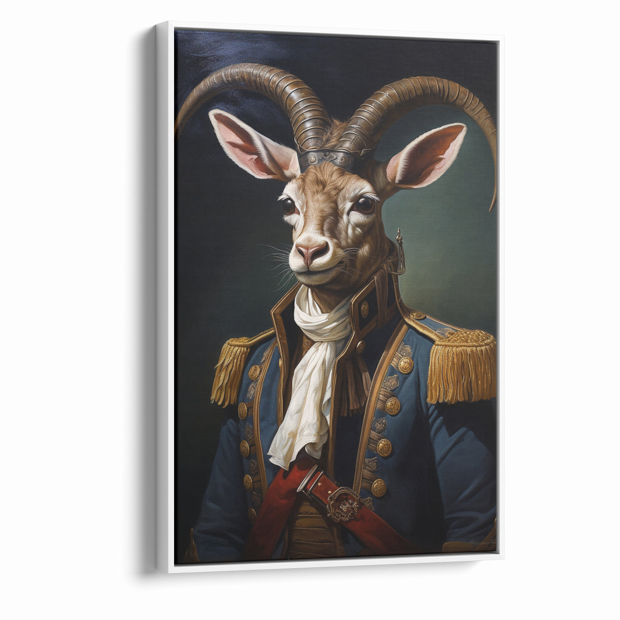 Regal Antelope in Military Attire - Unique Anthropomorphic Wall Art