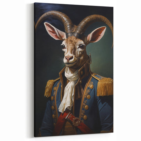 Regal Antelope in Military Attire - Unique Anthropomorphic Wall Art