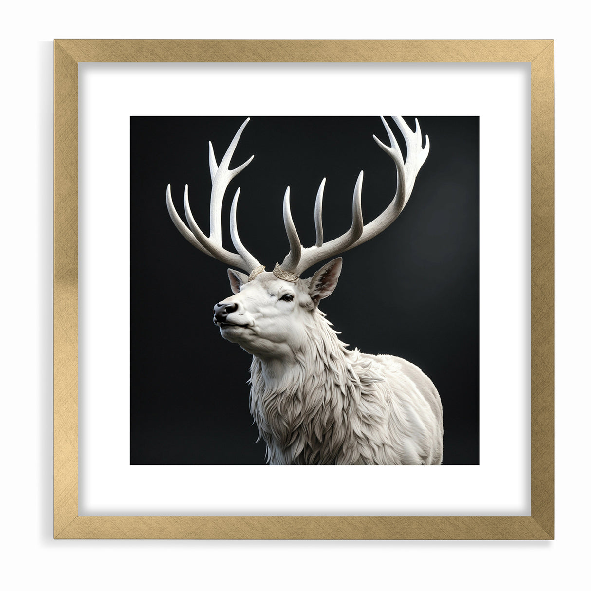 Majestic White Antelope with Regal Antlers - Elegant Wall Art Decor