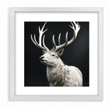 Majestic White Antelope with Regal Antlers - Elegant Wall Art Decor