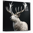 Majestic White Antelope with Regal Antlers - Elegant Wall Art Decor