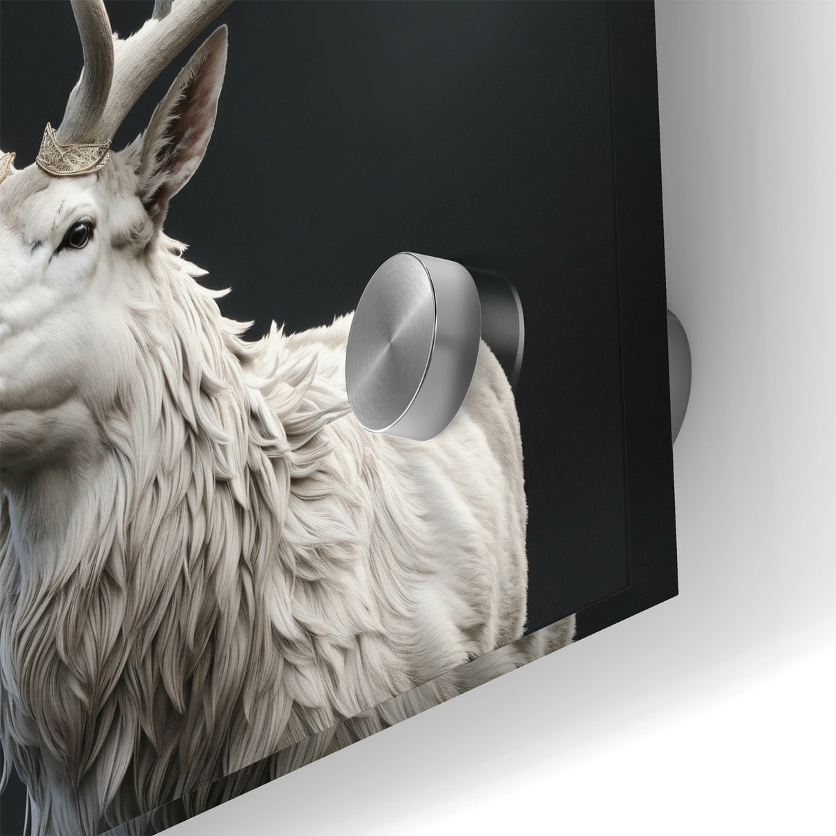 Majestic White Antelope with Regal Antlers - Elegant Wall Art Decor