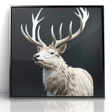 Majestic White Antelope with Regal Antlers - Elegant Wall Art Decor