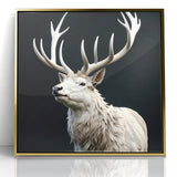 Majestic White Antelope with Regal Antlers - Elegant Wall Art Decor