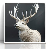 Majestic White Antelope with Regal Antlers - Elegant Wall Art Decor