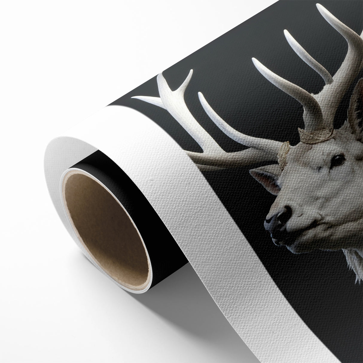 Majestic White Antelope with Regal Antlers - Elegant Wall Art Decor