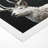 Majestic White Antelope with Regal Antlers - Elegant Wall Art Decor