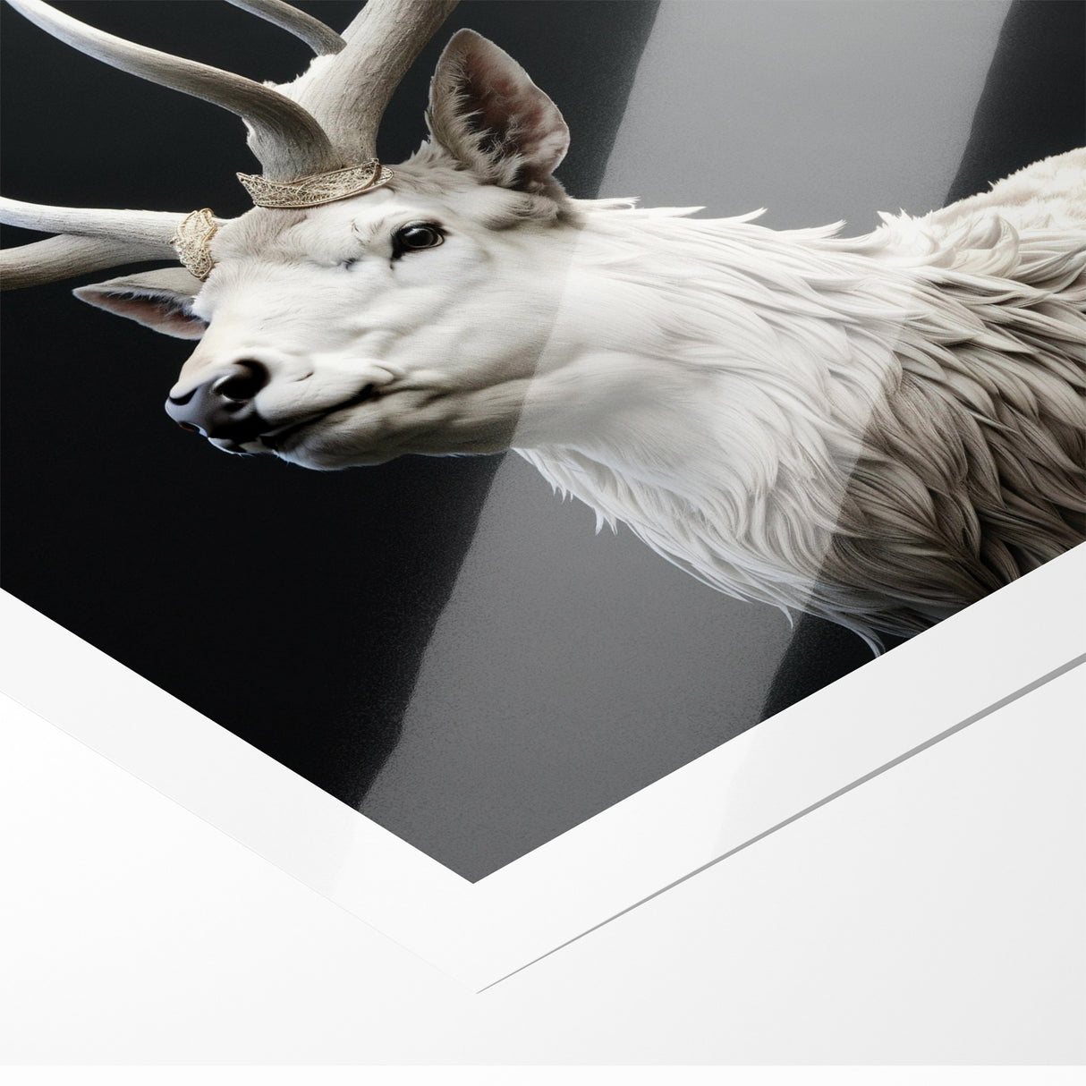 Majestic White Antelope with Regal Antlers - Elegant Wall Art Decor