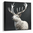 Majestic White Antelope with Regal Antlers - Elegant Wall Art Decor