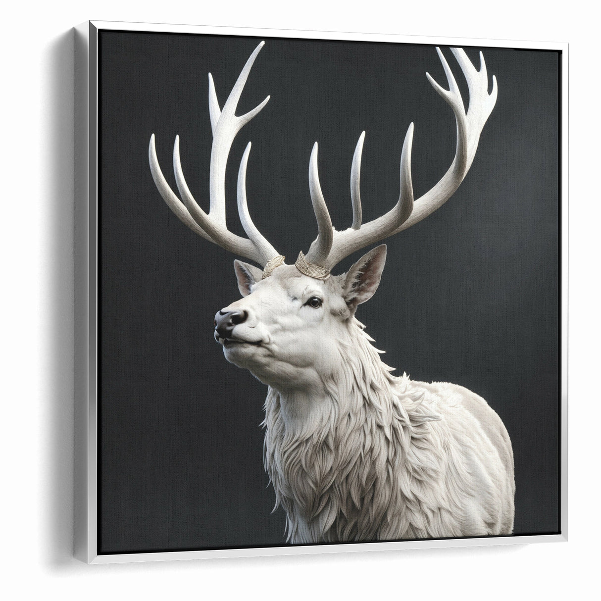 Majestic White Antelope with Regal Antlers - Elegant Wall Art Decor
