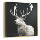 Majestic White Antelope with Regal Antlers - Elegant Wall Art Decor