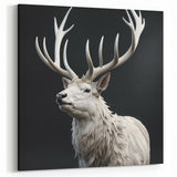 Majestic White Antelope with Regal Antlers - Elegant Wall Art Decor