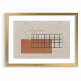 Modern Geometric Grid and Shapes Canvas Art