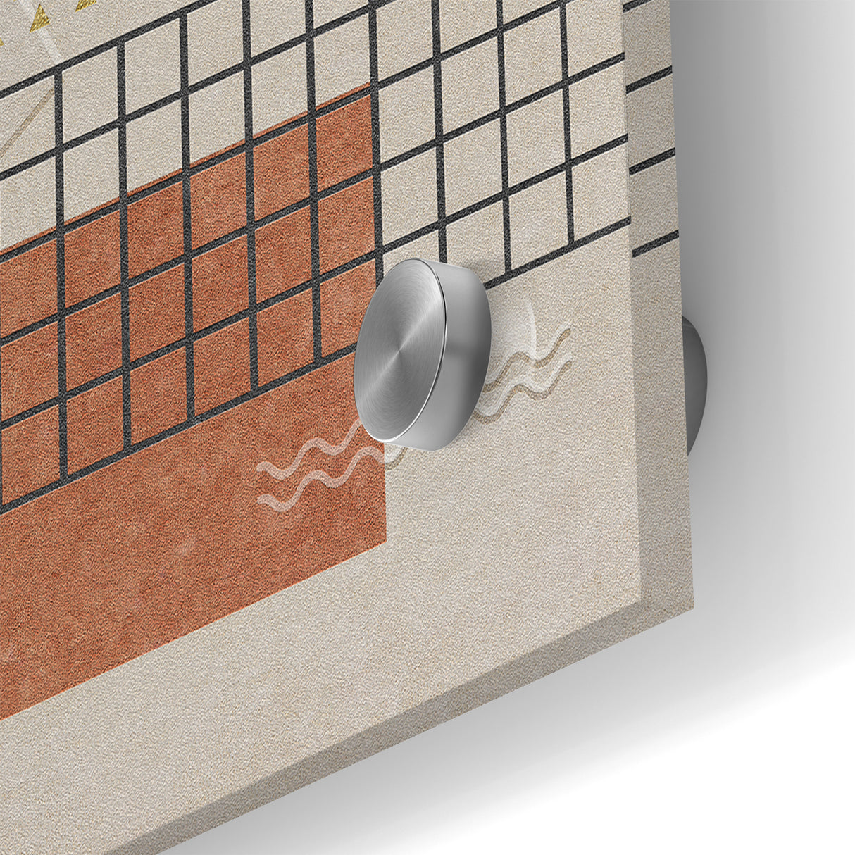 Modern Geometric Grid and Shapes Canvas Art