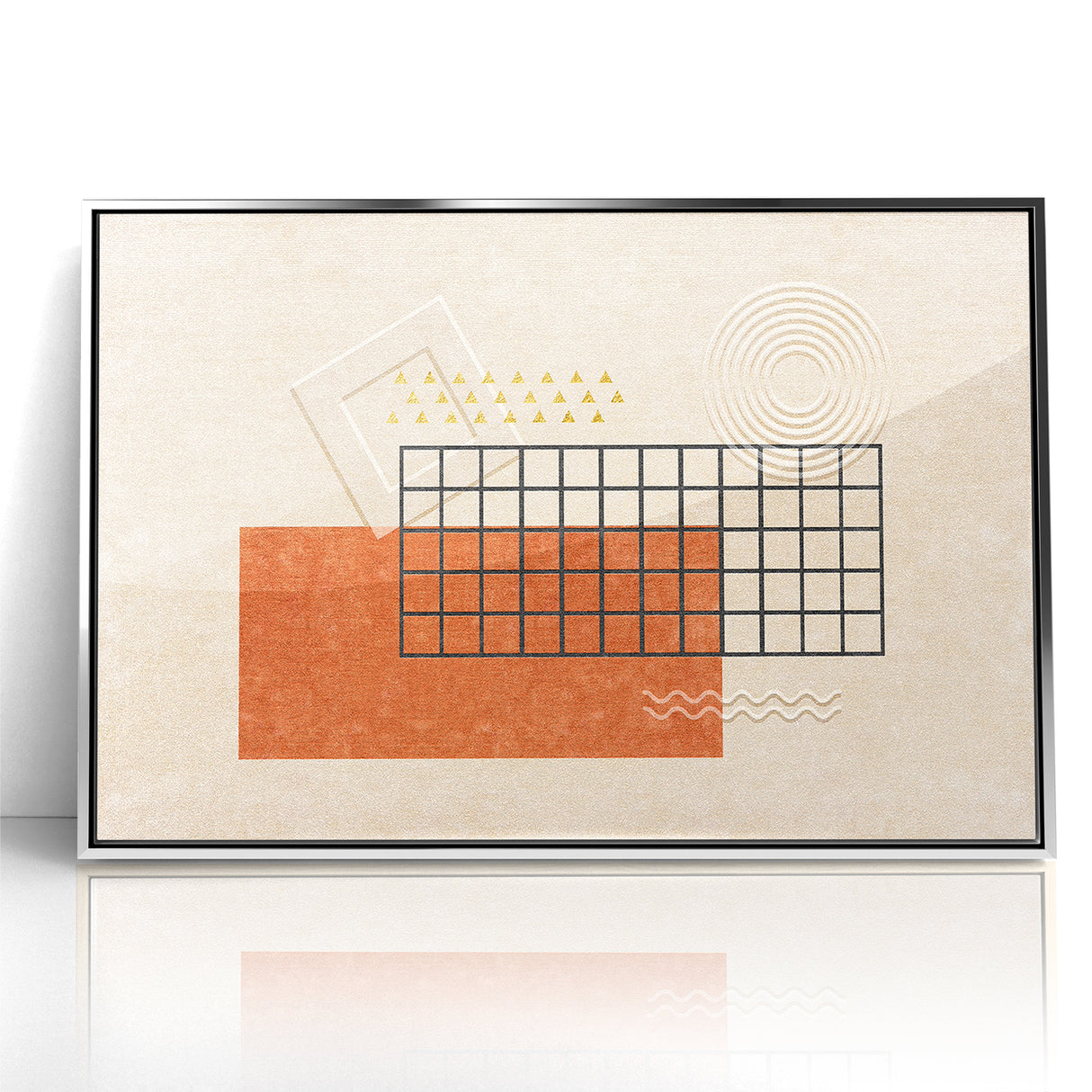 Modern Geometric Grid and Shapes Canvas Art