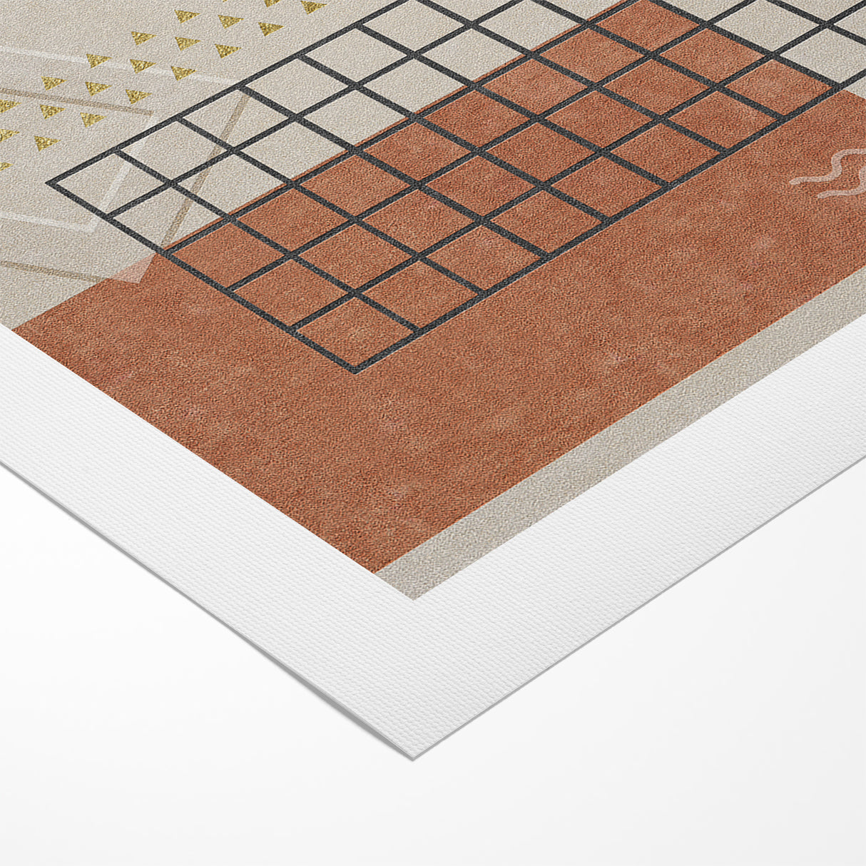 Modern Geometric Grid and Shapes Canvas Art