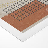Modern Geometric Grid and Shapes Canvas Art