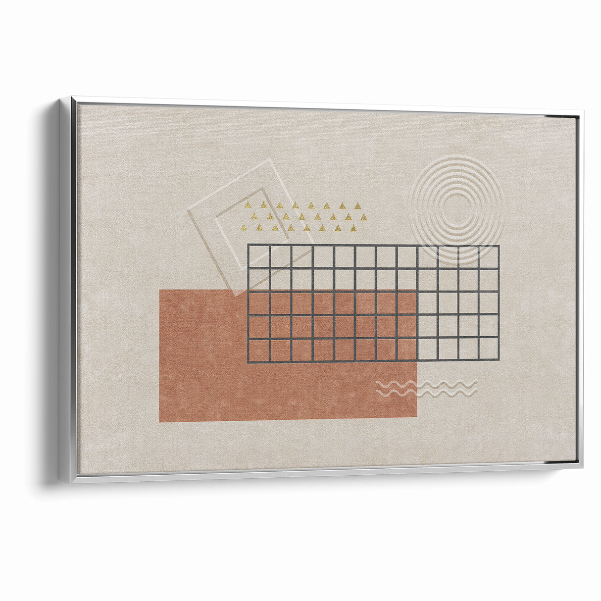 Modern Geometric Grid and Shapes Canvas Art