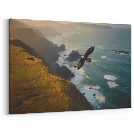 Majestic Birds of Prey Wall Art – Eagle Soaring Over Coastal Cliffs
