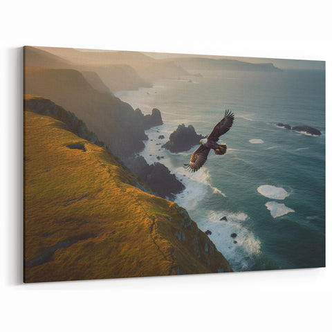Majestic Birds of Prey Wall Art – Eagle Soaring Over Coastal Cliffs