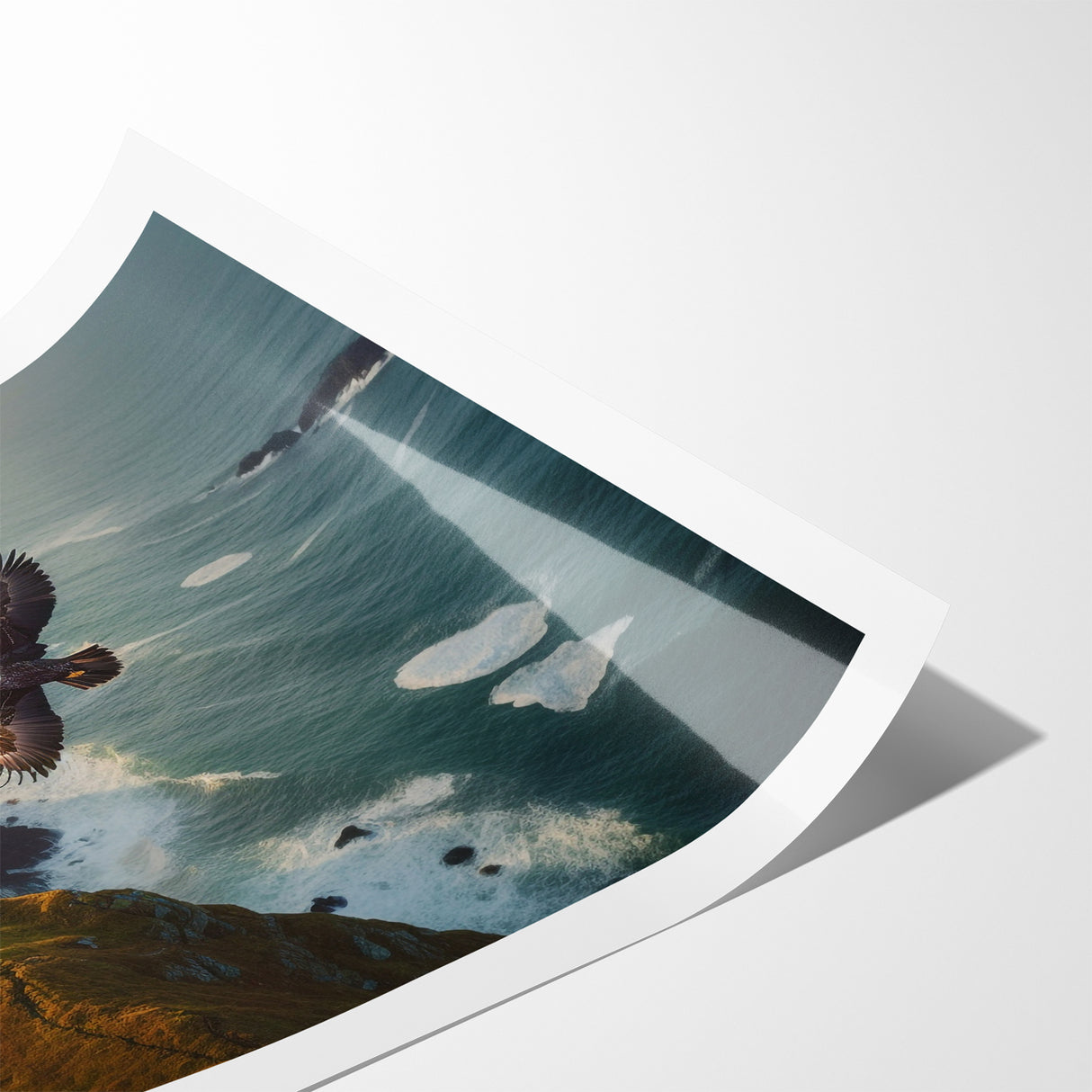 Majestic Birds of Prey Wall Art – Eagle Soaring Over Coastal Cliffs