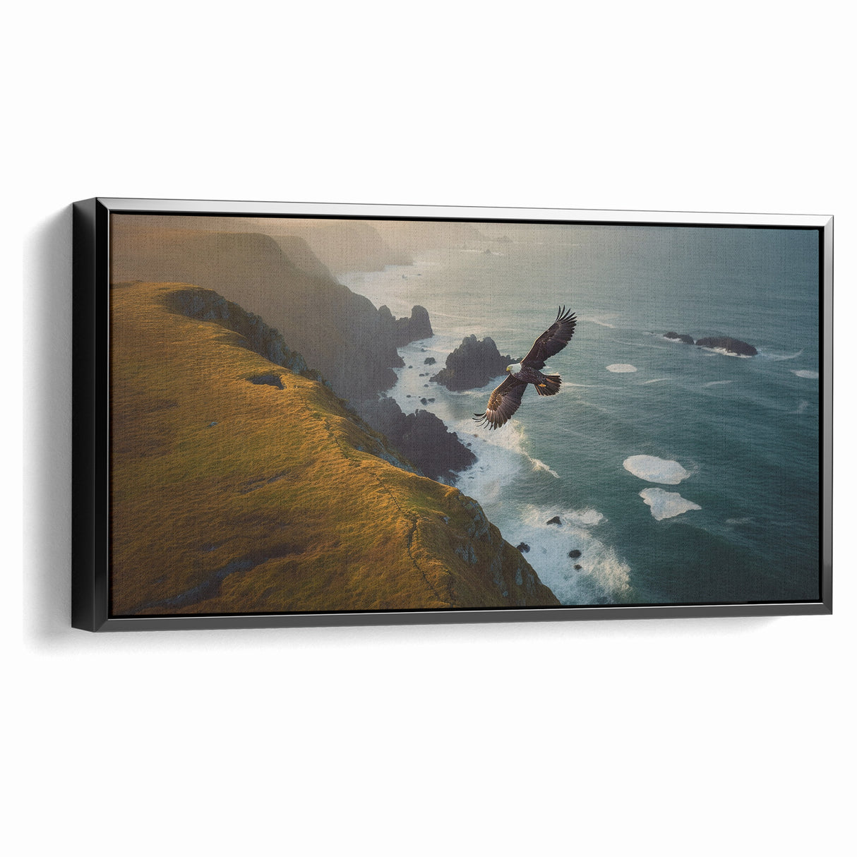 Majestic Birds of Prey Wall Art – Eagle Soaring Over Coastal Cliffs