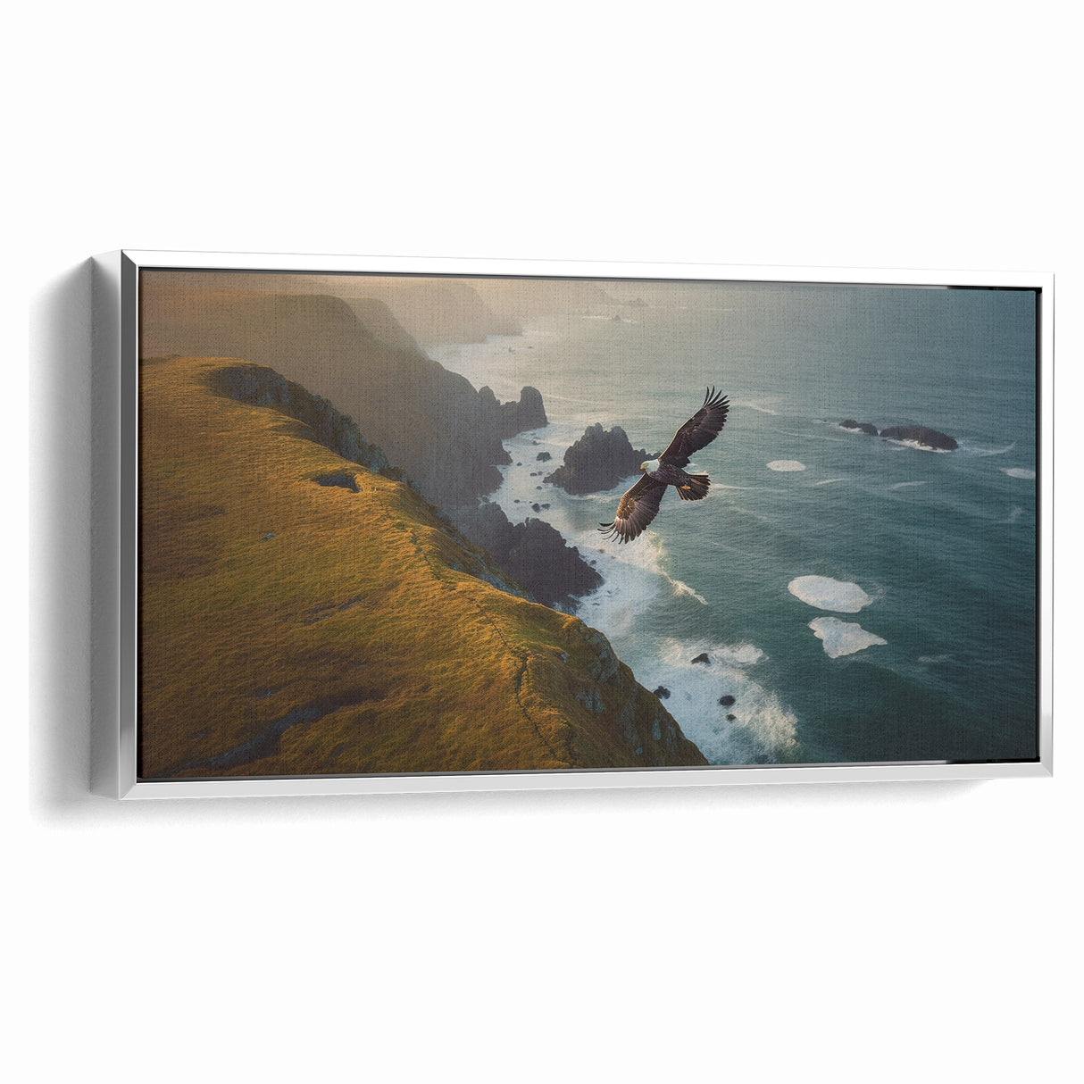 Majestic Birds of Prey Wall Art – Eagle Soaring Over Coastal Cliffs