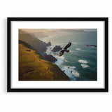 Majestic Birds of Prey Wall Art – Eagle Soaring Over Coastal Cliffs