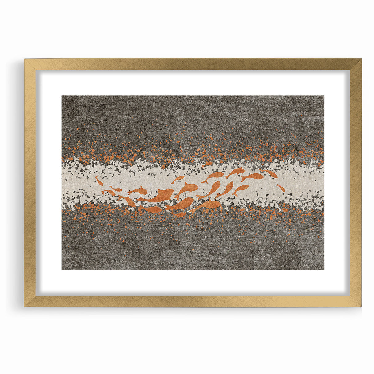 Abstract Fish and Splash Strokes Canvas Art