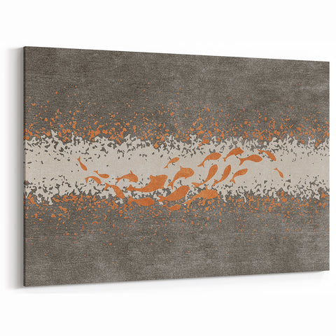 Abstract Fish and Splash Strokes Canvas Art