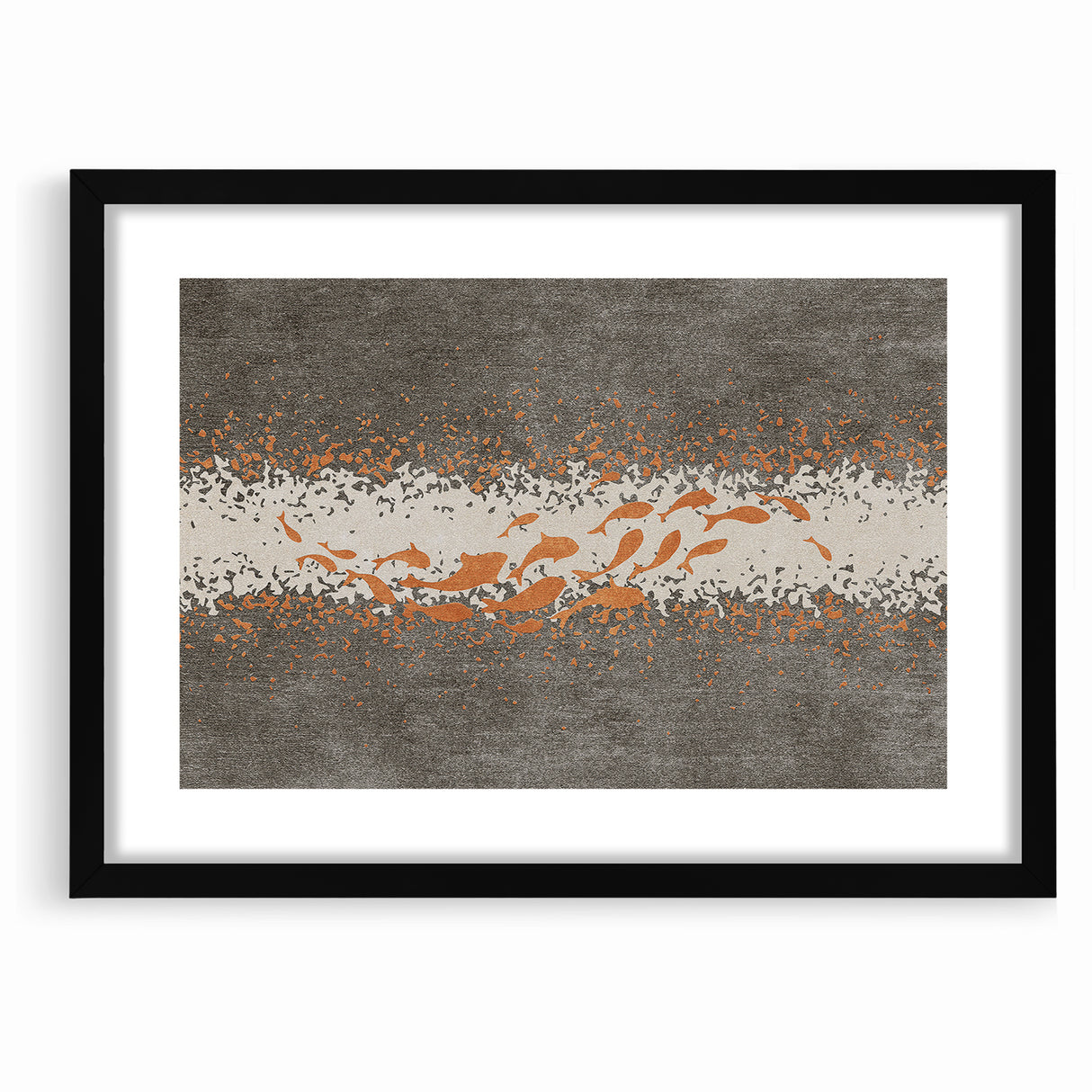 Abstract Fish and Splash Strokes Canvas Art