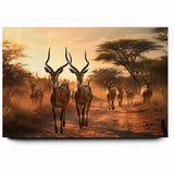 Graceful Antelope Herd at Sunset – Stunning Wildlife Canvas Art