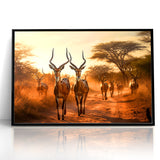 Graceful Antelope Herd at Sunset – Stunning Wildlife Canvas Art