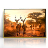 Graceful Antelope Herd at Sunset – Stunning Wildlife Canvas Art