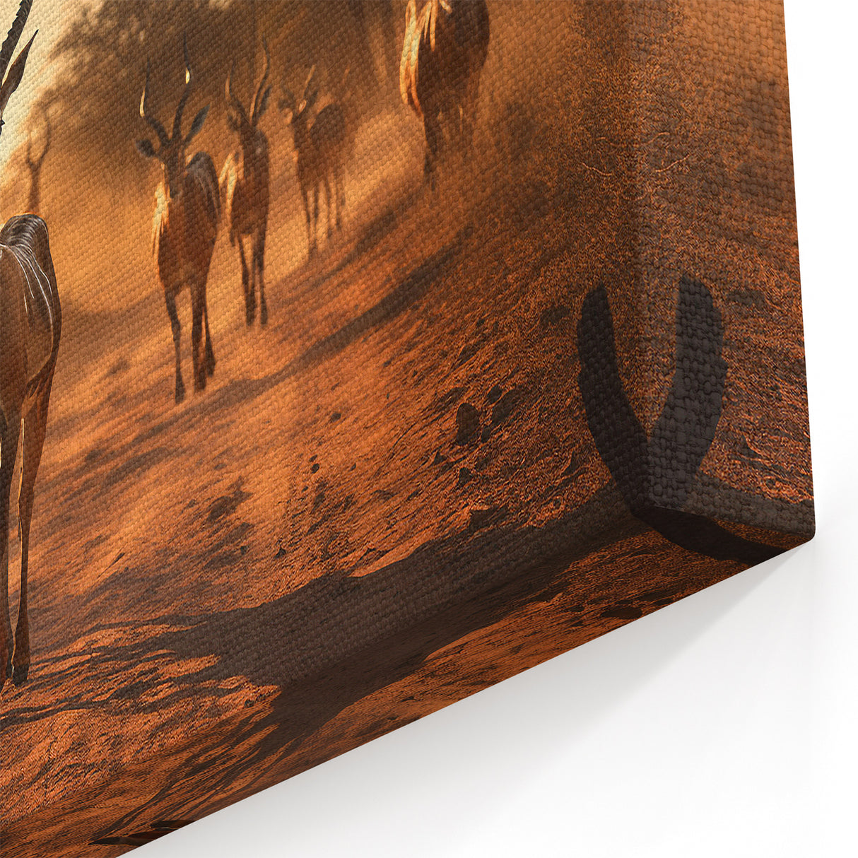 Graceful Antelope Herd at Sunset – Stunning Wildlife Canvas Art