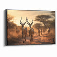 Graceful Antelope Herd at Sunset – Stunning Wildlife Canvas Art