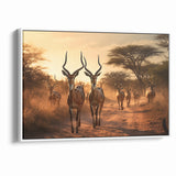Graceful Antelope Herd at Sunset – Stunning Wildlife Canvas Art